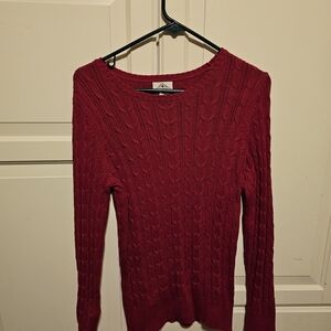 Elegant Red Cable Knit Sweater